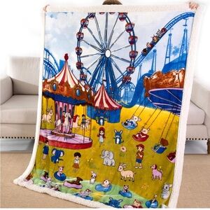 Kids Sherpa Flannel Throw Blanket 50 x 60 inches